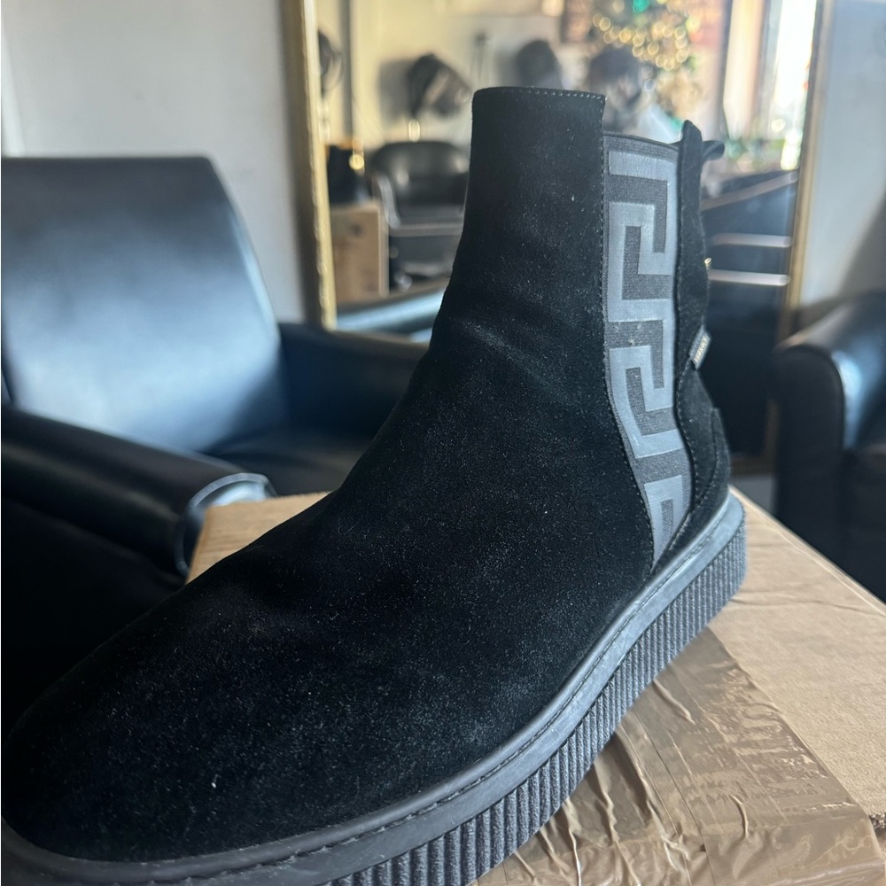 Versace Black Suede Chelsea Boots